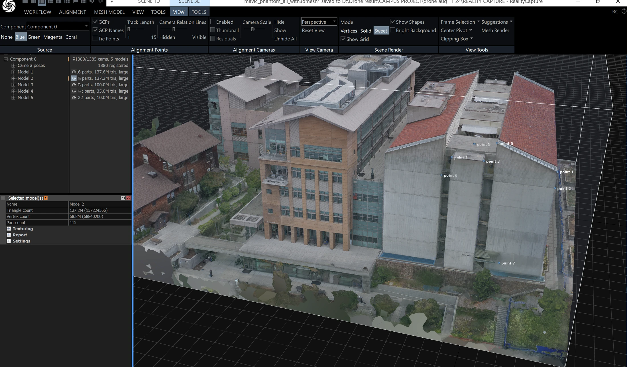 Detailed campus building model in Blender