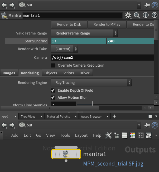 Houdini Mantra ray tracing render configuration